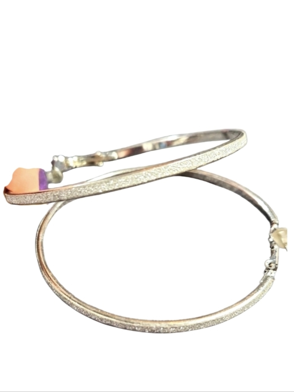 New silvertoned large mat glitter finish hoops